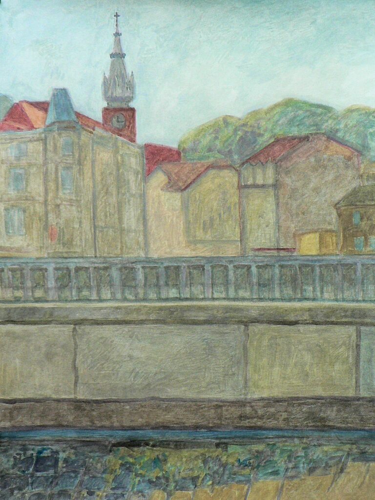 A Kraków veduta painted in gouache.