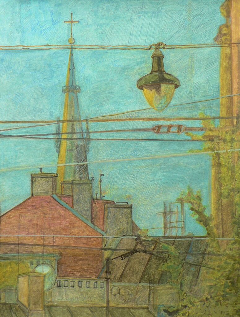 A Kraków veduta painted in gouache.
